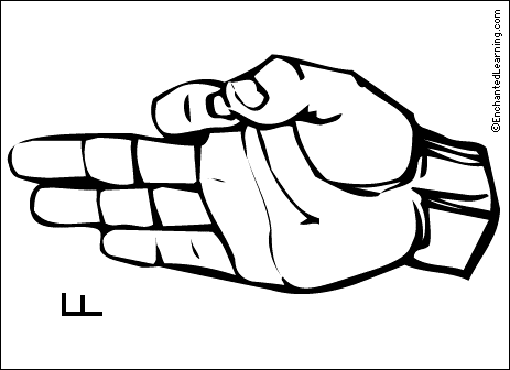 ASL F flashcard