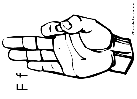 ASL F flashcard