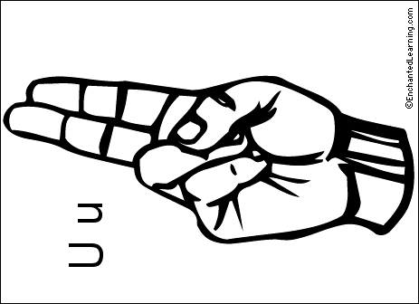ASL U flashcard