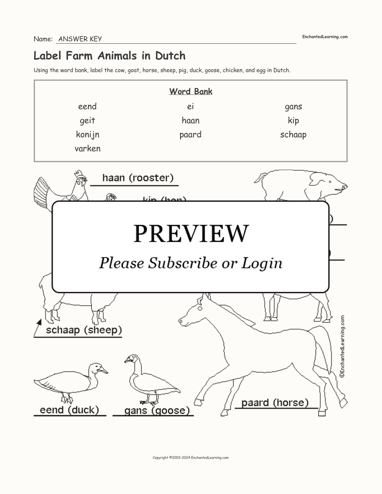 Label Farm Animals in Dutch interactive worksheet page 2