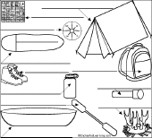 Label the camping items