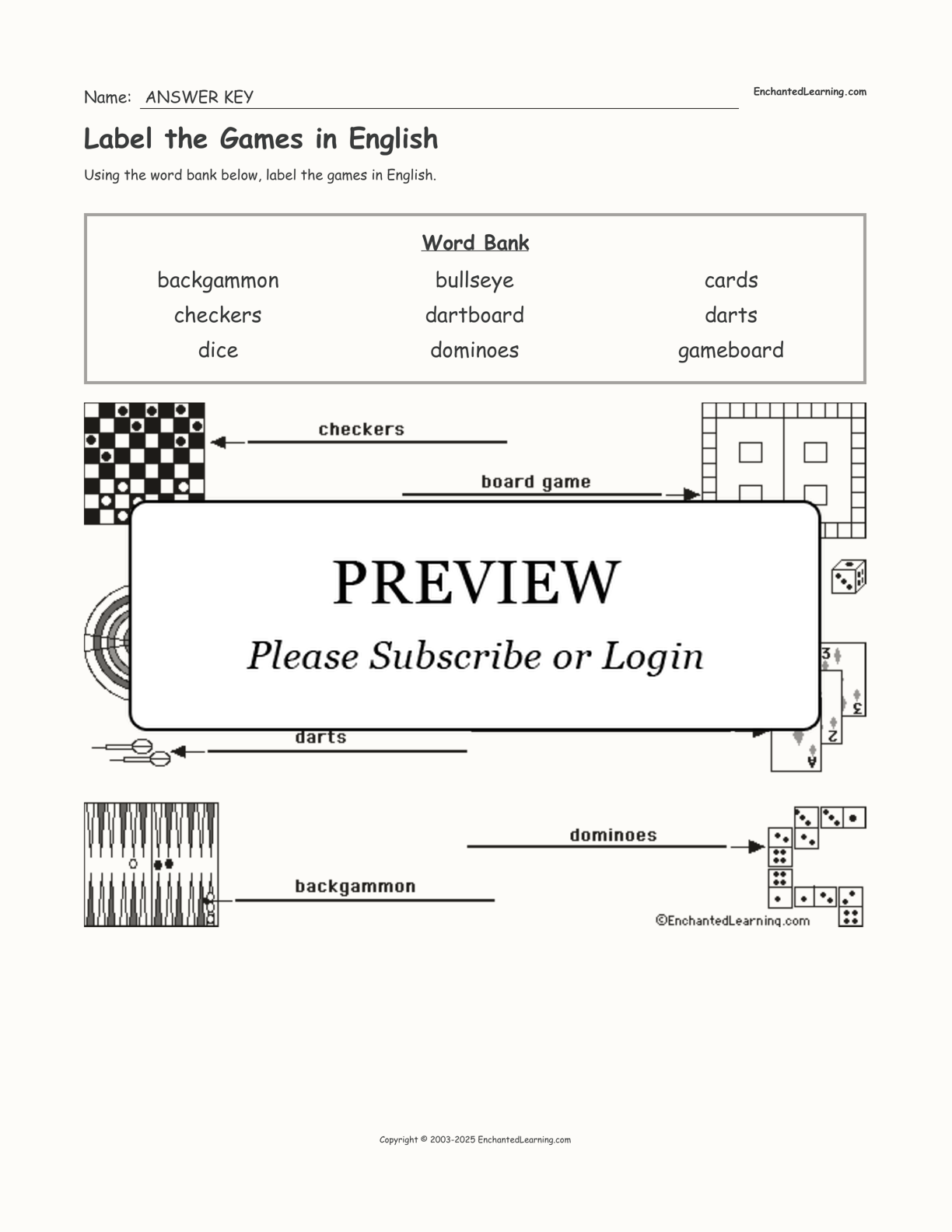 Label the Games in English interactive worksheet page 2