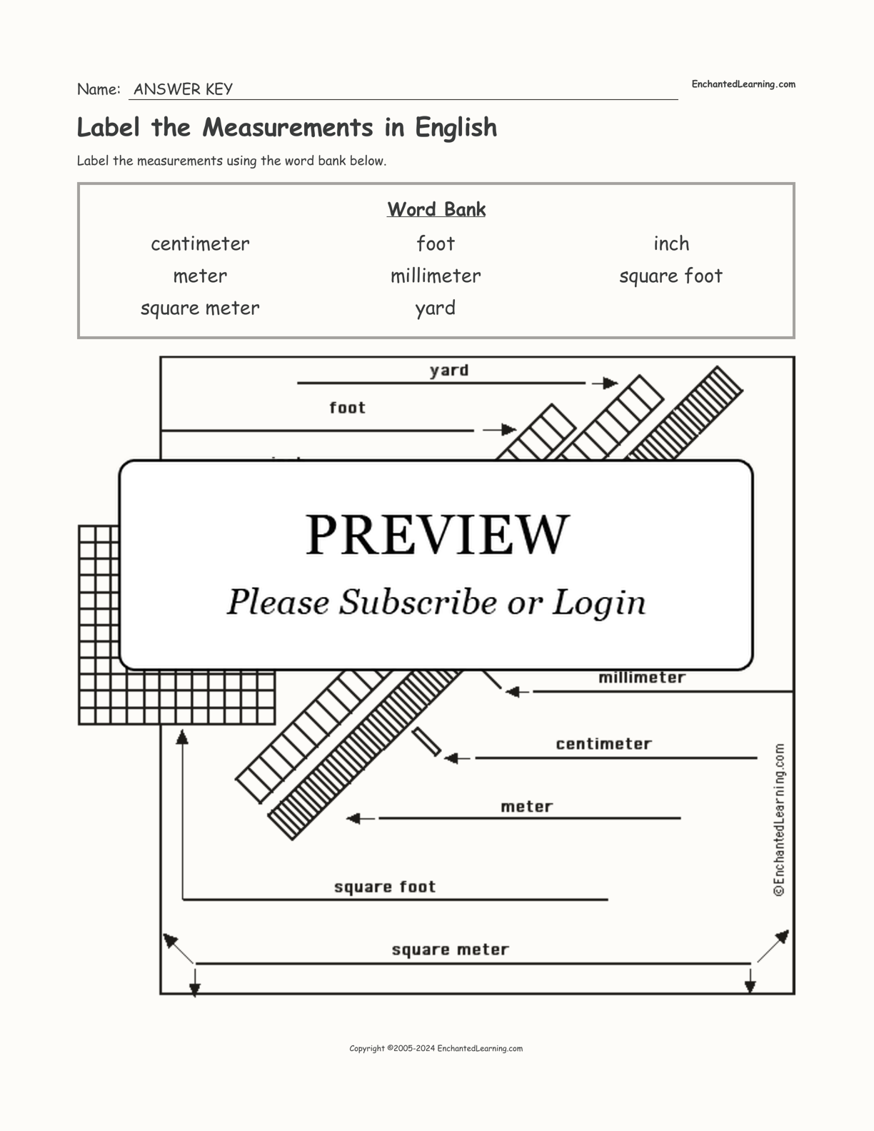 Label the Measurements in English interactive worksheet page 2