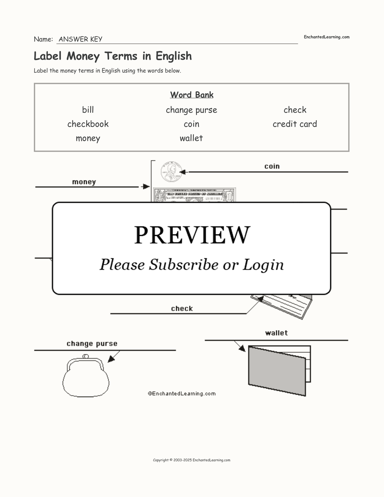 Label Money Terms in English interactive worksheet page 2