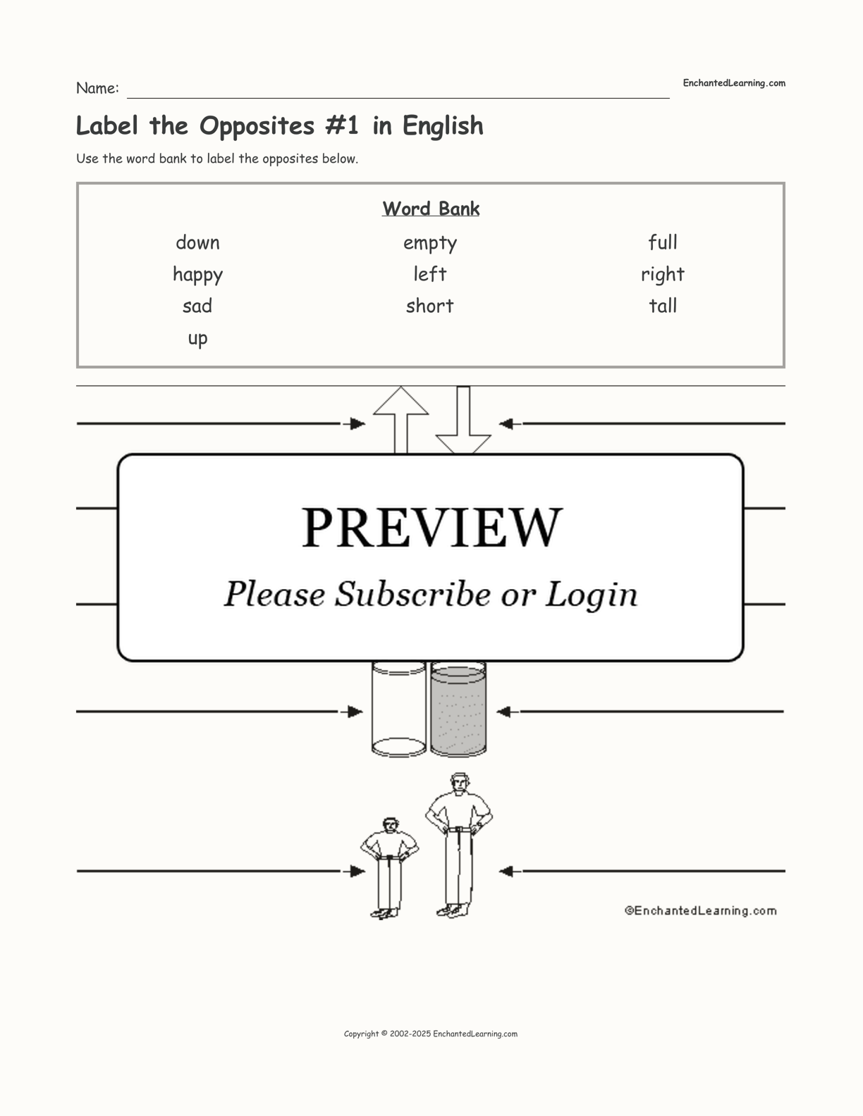 Label the Opposites #1 in English interactive worksheet page 1