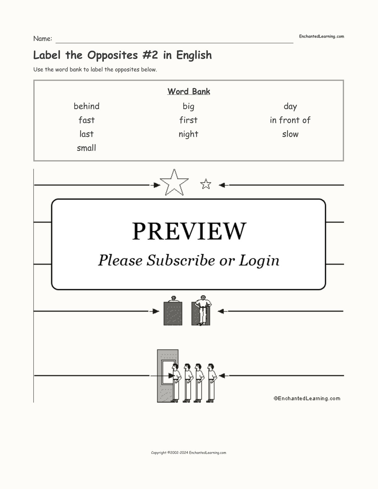 Label the Opposites #2 in English interactive worksheet page 1