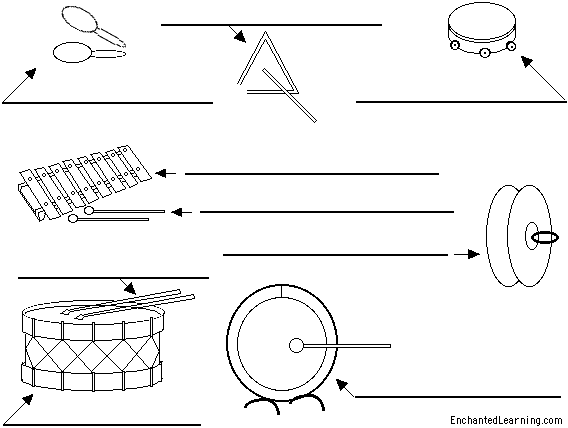 Label percussion instruments in English