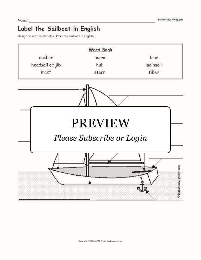 Label the Sailboat in English Enchanted Learning