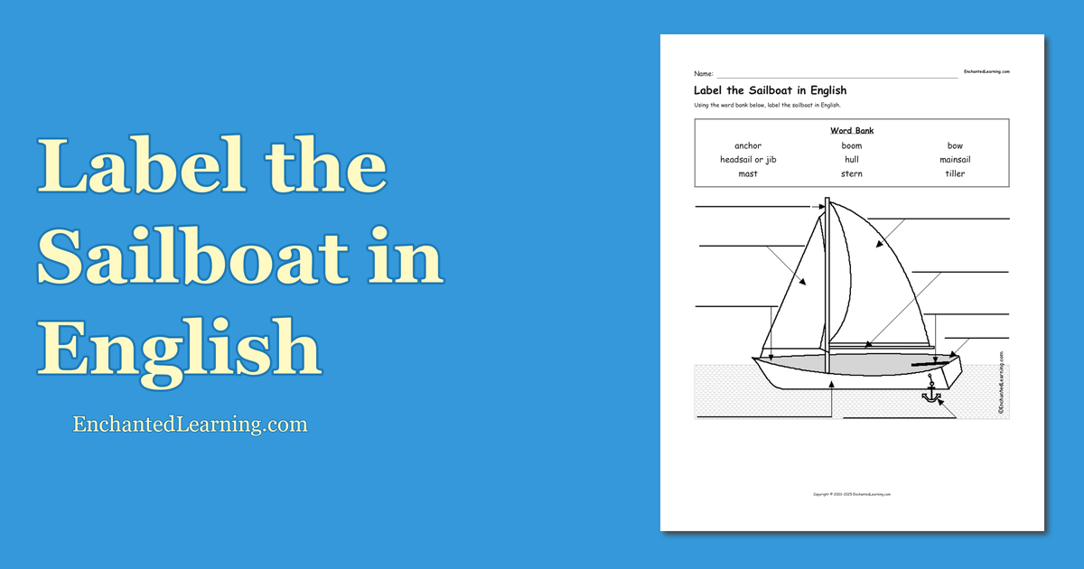 Label the Sailboat in English Enchanted Learning
