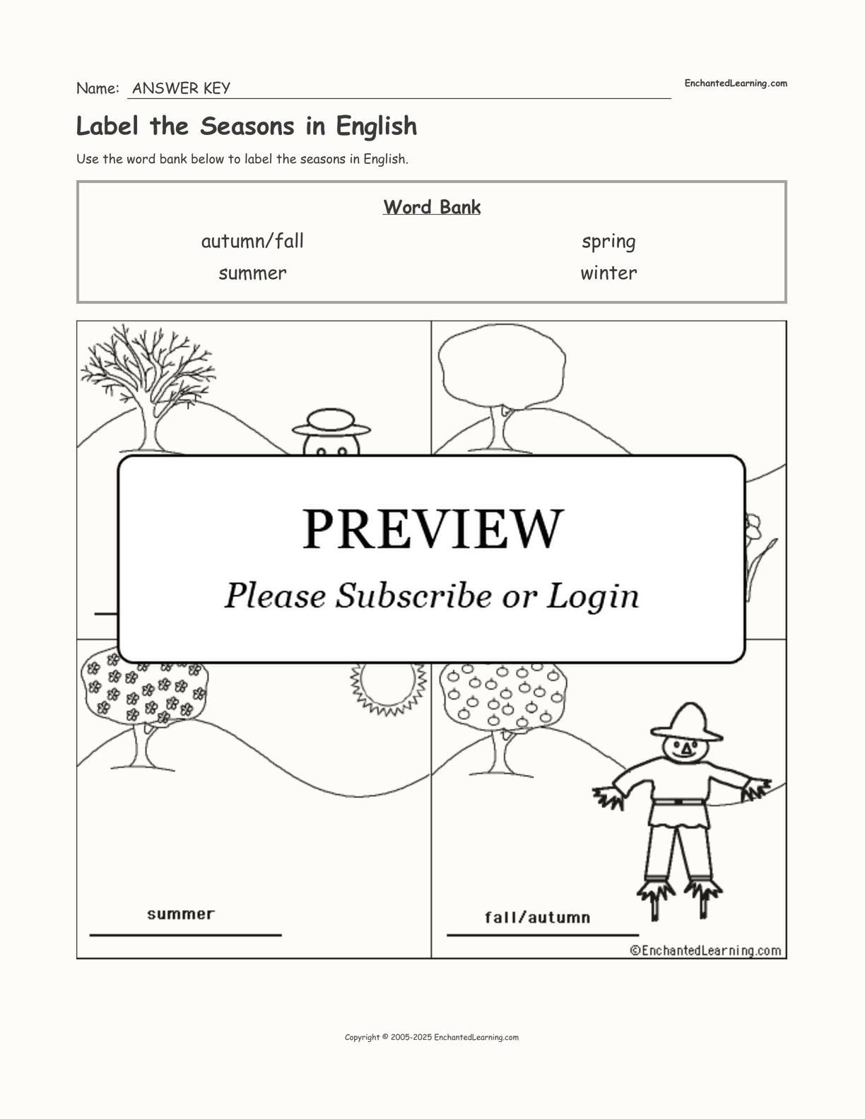 Label the Seasons in English interactive worksheet page 2