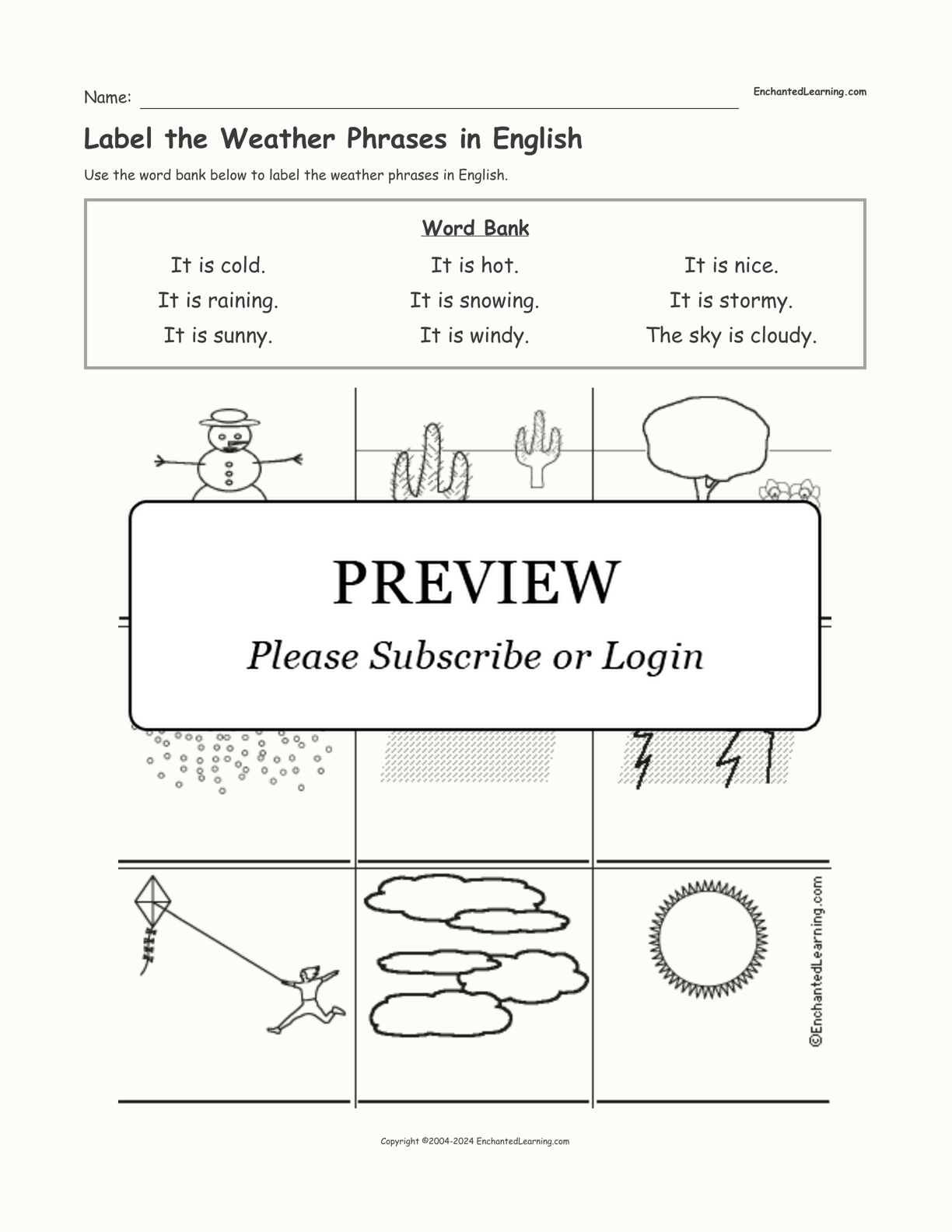 Label the Weather Phrases in English interactive worksheet page 1