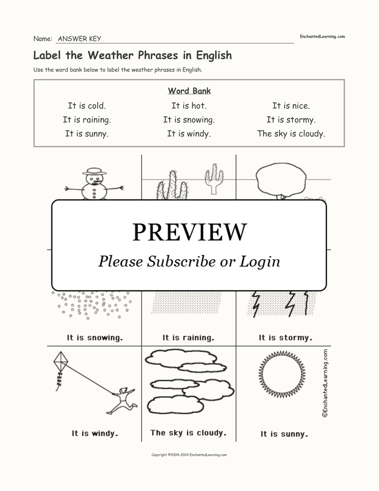 Label the Weather Phrases in English interactive worksheet page 2