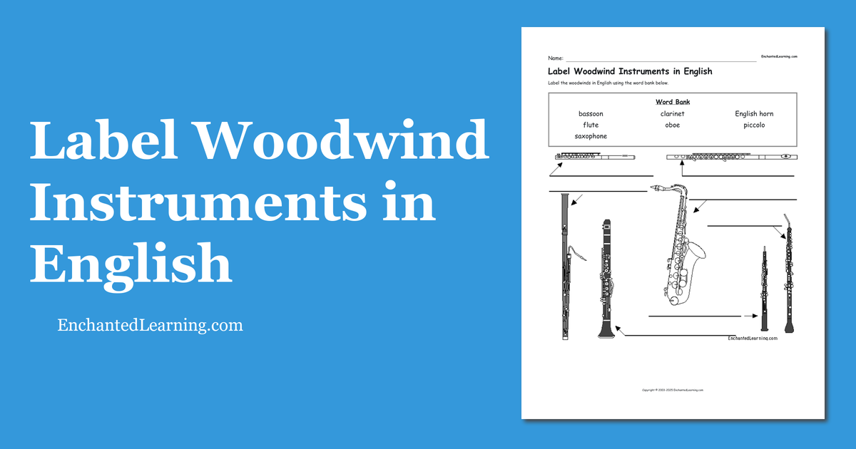 Label Woodwind Instruments in English Enchanted Learning