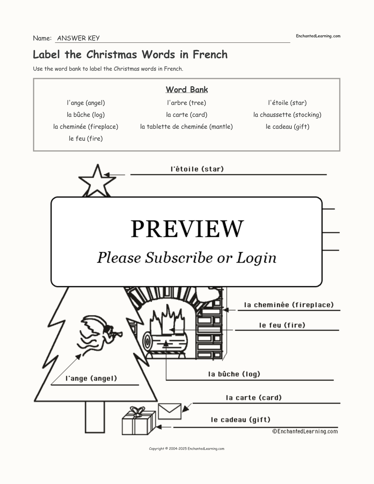 Label the Christmas Words in French interactive worksheet page 2