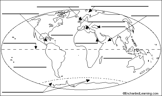 label oceans and seas in french printout