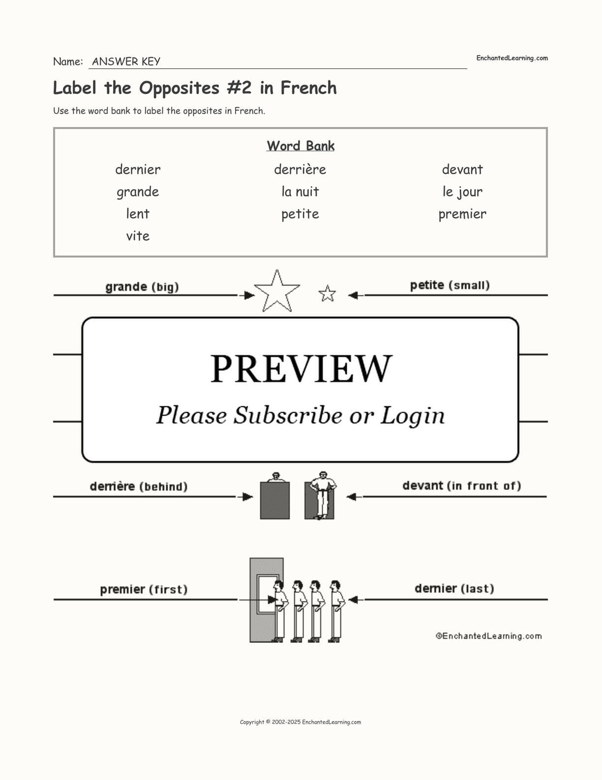 Label the Opposites #2 in French interactive worksheet page 2