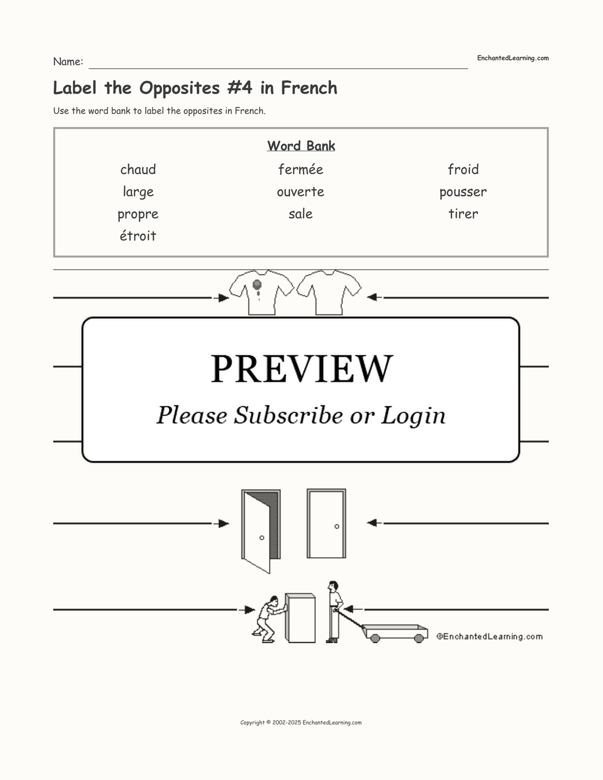 Label the Opposites #4 in French interactive worksheet page 1