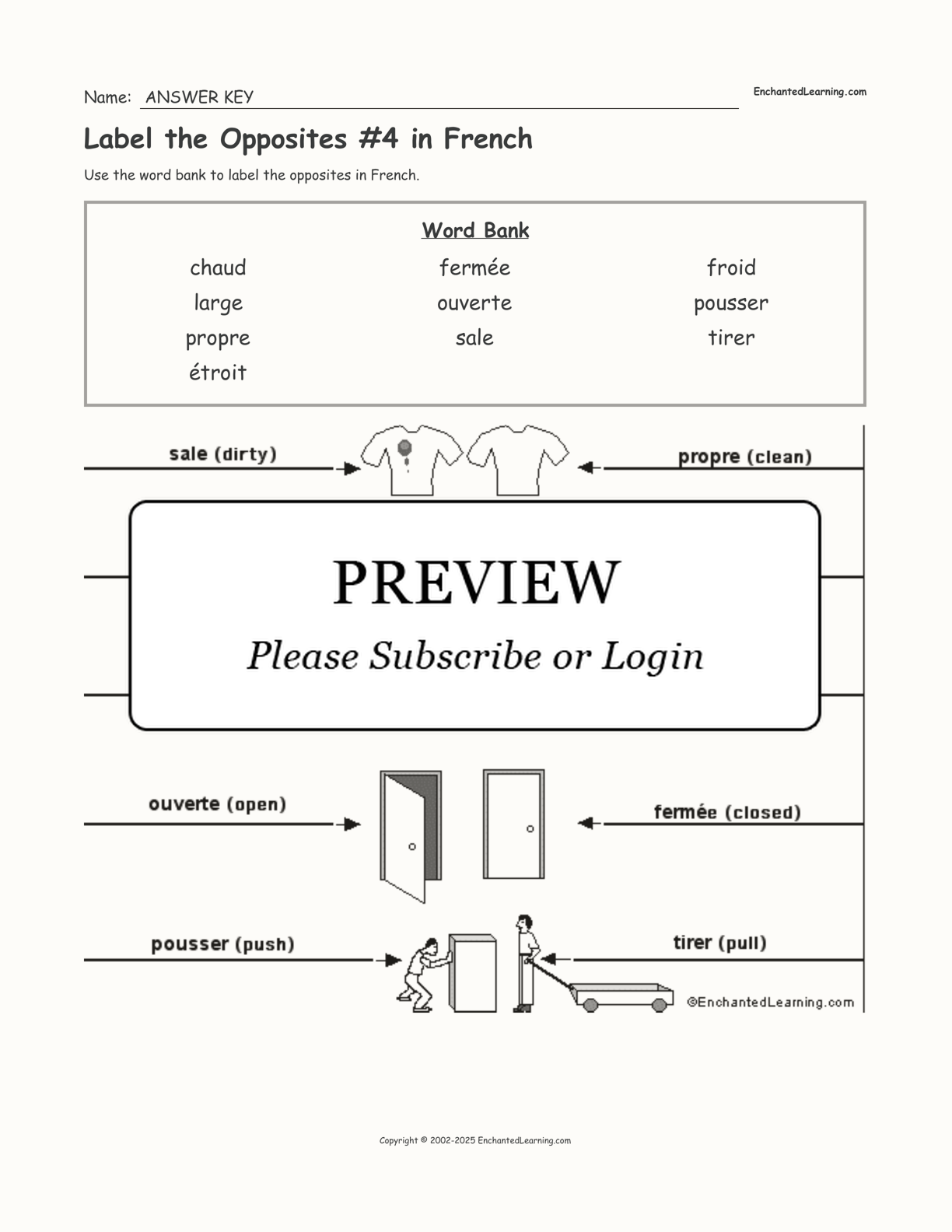 Label the Opposites #4 in French interactive worksheet page 2