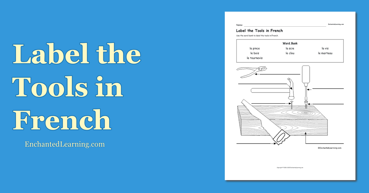 Label the Tools in French Enchanted Learning