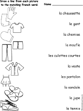 Search result: 'Clothes #1 - Match the French Words to the Pictures'