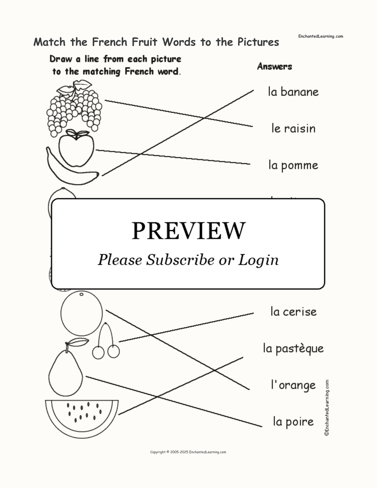 Match the French Fruit Words to the Pictures interactive worksheet page 2