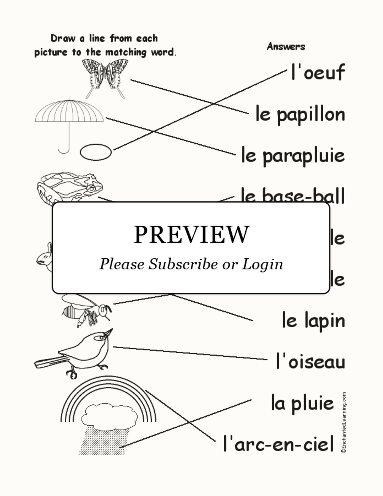 Match the French Spring Words to the Pictures interactive worksheet page 2