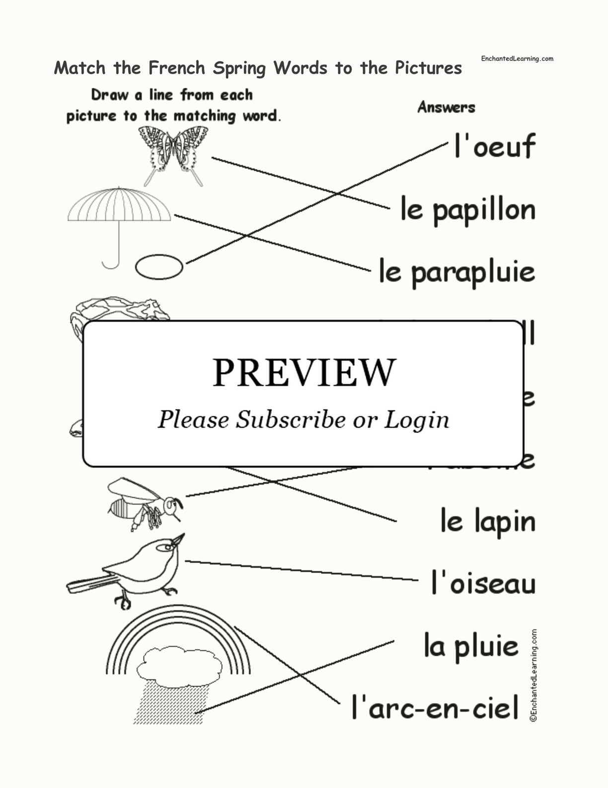 Match the French Spring Words to the Pictures interactive worksheet page 2