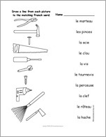 Search result: 'Match the French Tool Words to the Pictures'