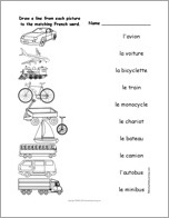 Search result: 'Match the French Vehicle Words to the Pictures'