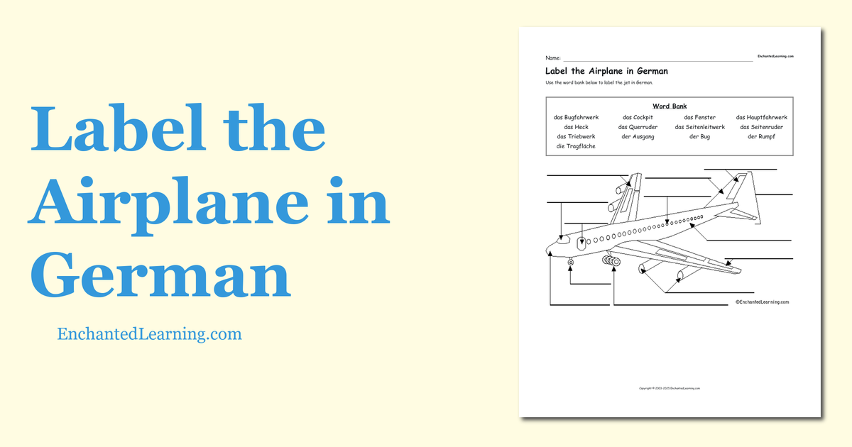 Label the Airplane in German Enchanted Learning