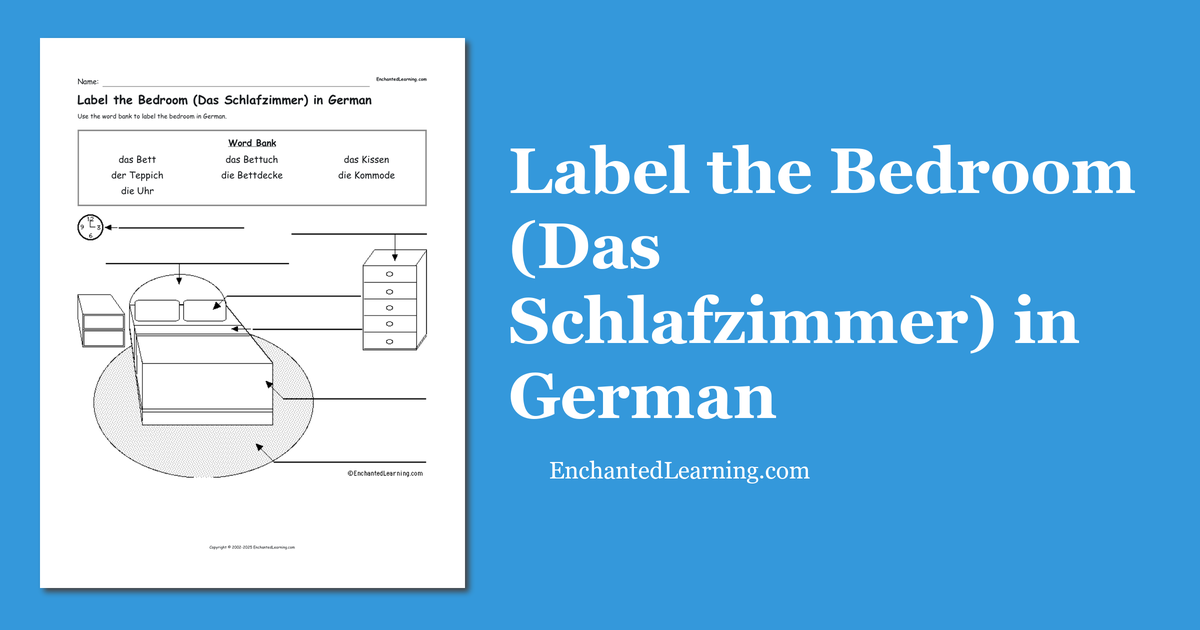 Label the Bedroom (Das Schlafzimmer) in German Enchanted Learning