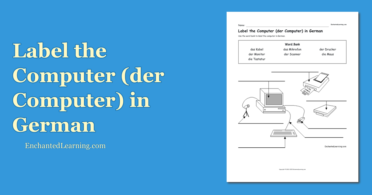 Label the Computer (der Computer) in German Enchanted Learning
