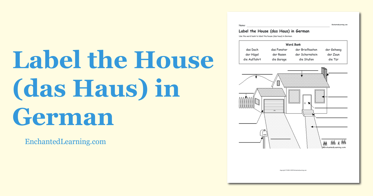 Label the House (das Haus) in German Enchanted Learning