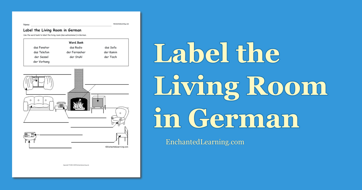 Label the Living Room in German Enchanted Learning