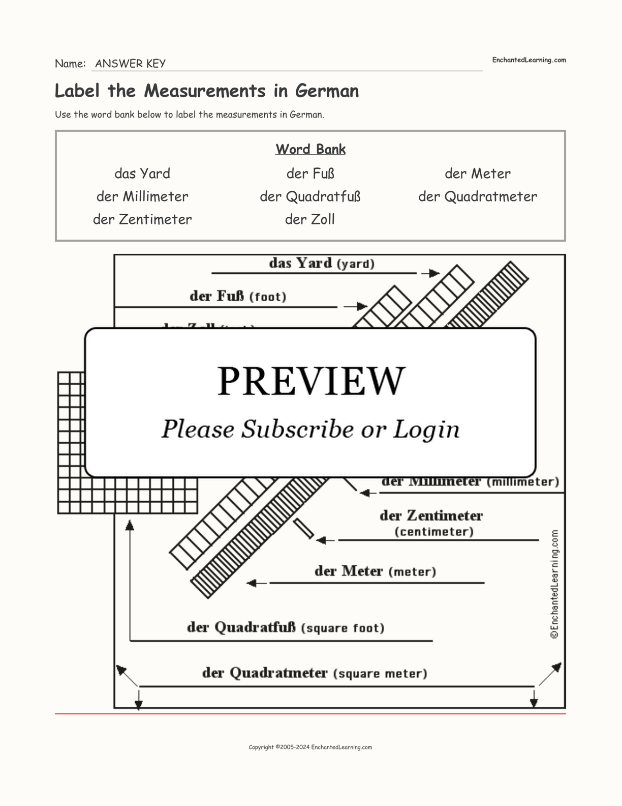 Label the Measurements in German interactive worksheet page 2