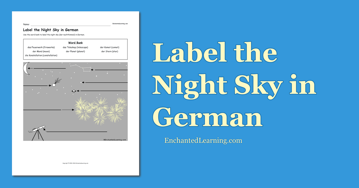 Label the Night Sky in German - Enchanted Learning