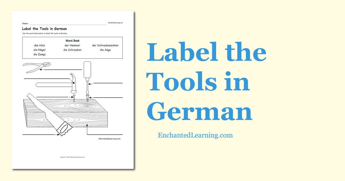 Label the Tools in German Enchanted Learning