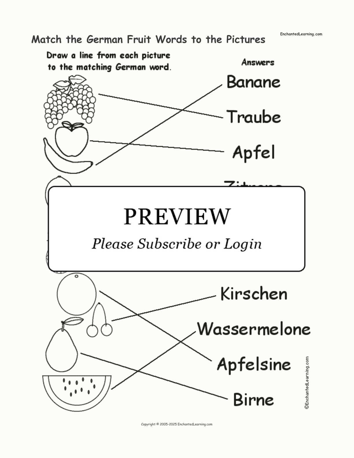 Match the German Fruit Words to the Pictures interactive worksheet page 2