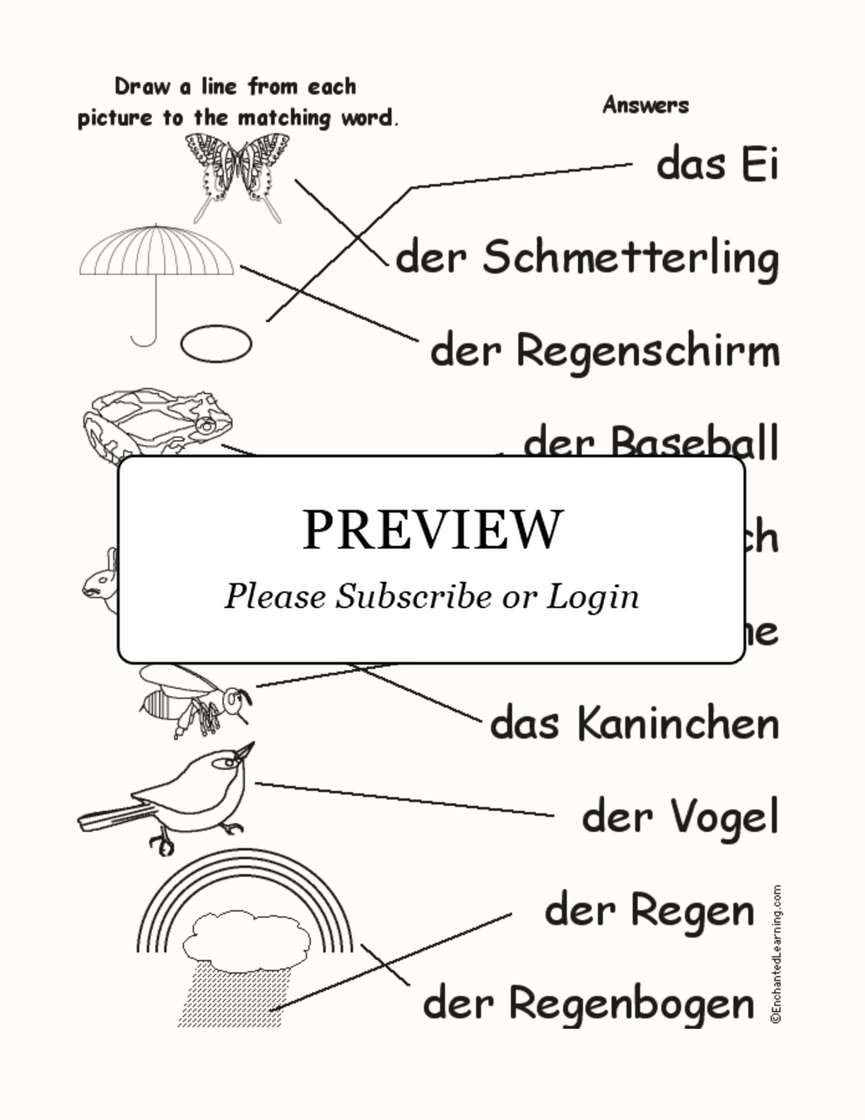 Match the German Spring Words to the Pictures interactive worksheet page 2