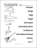 Search result: 'Match the German Tool Words to the Pictures'