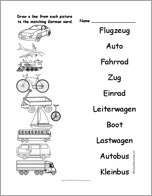 Search result: 'Match the German Vehicle Words to the Pictures'