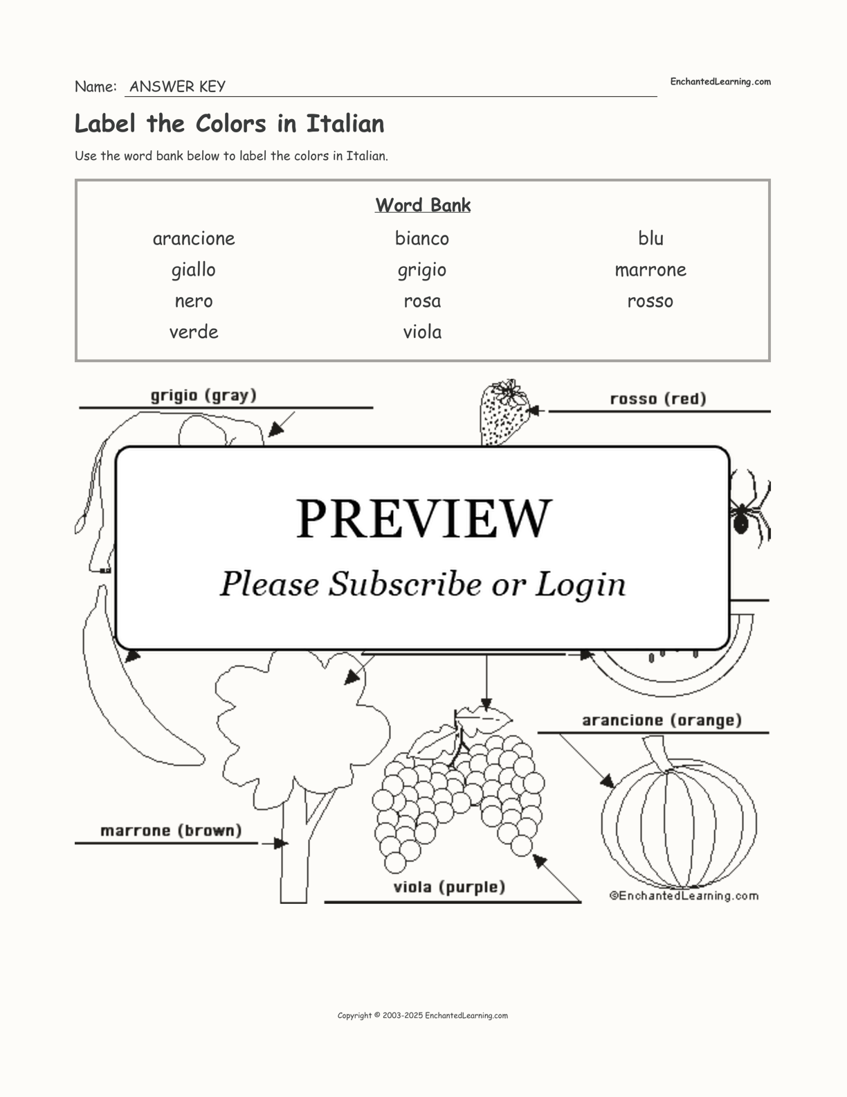 Label the Colors in Italian interactive worksheet page 2