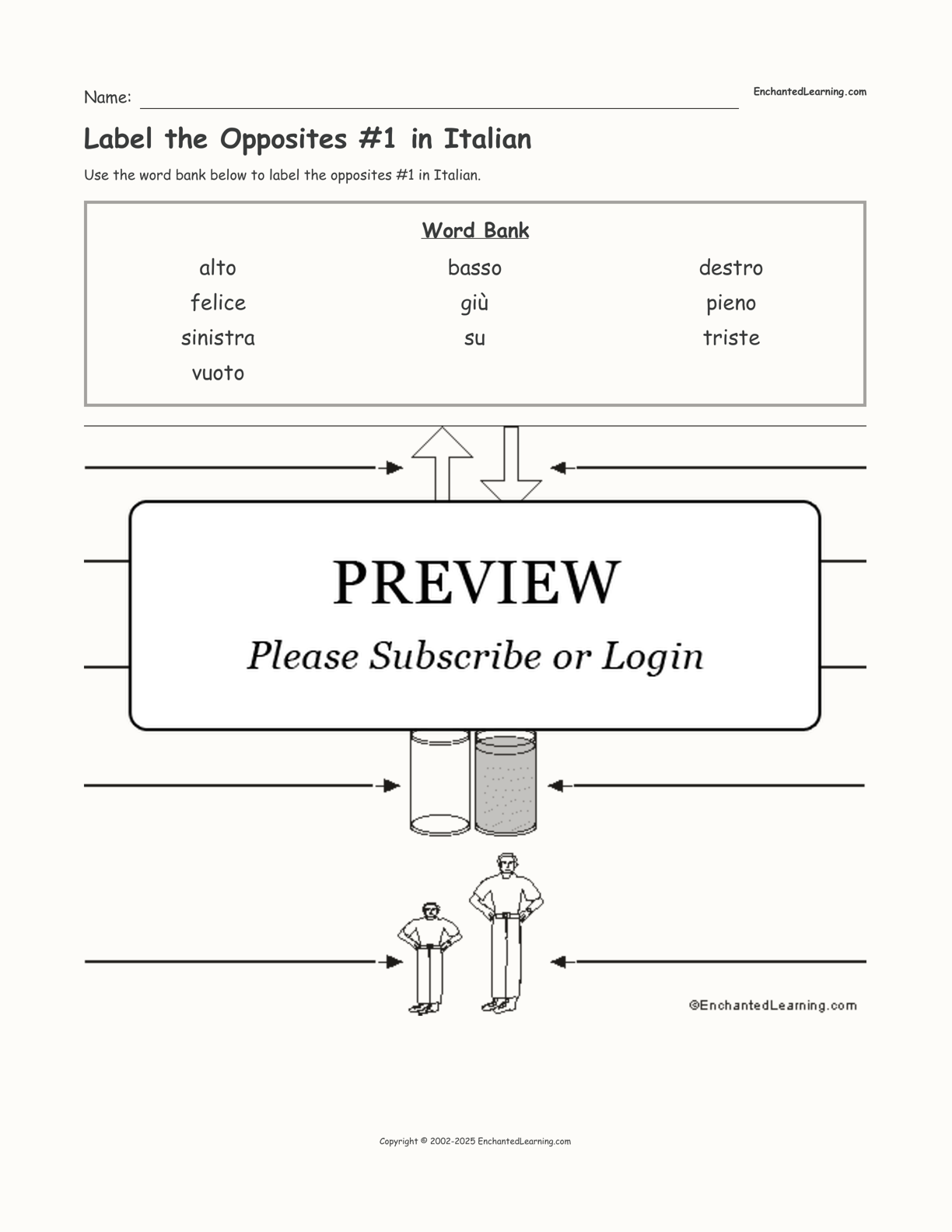 Label the Opposites #1 in Italian interactive worksheet page 1