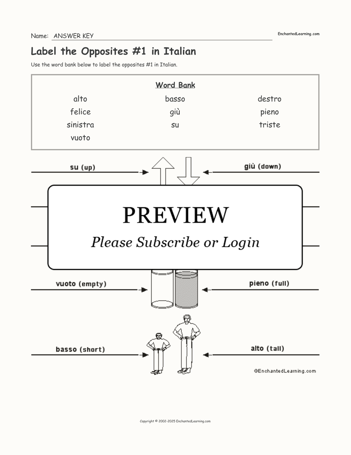 Label the Opposites #1 in Italian interactive worksheet page 2