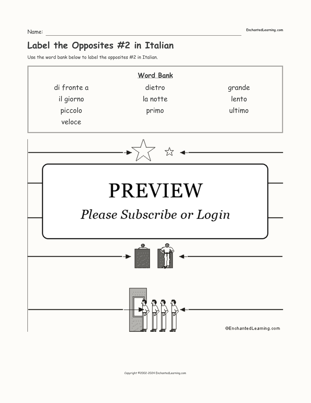 Label the Opposites #2 in Italian interactive worksheet page 1