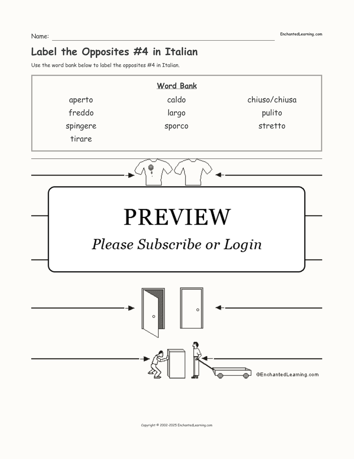 Label the Opposites #4 in Italian interactive worksheet page 1