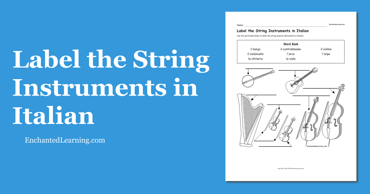 Label the String Instruments in Italian Enchanted Learning