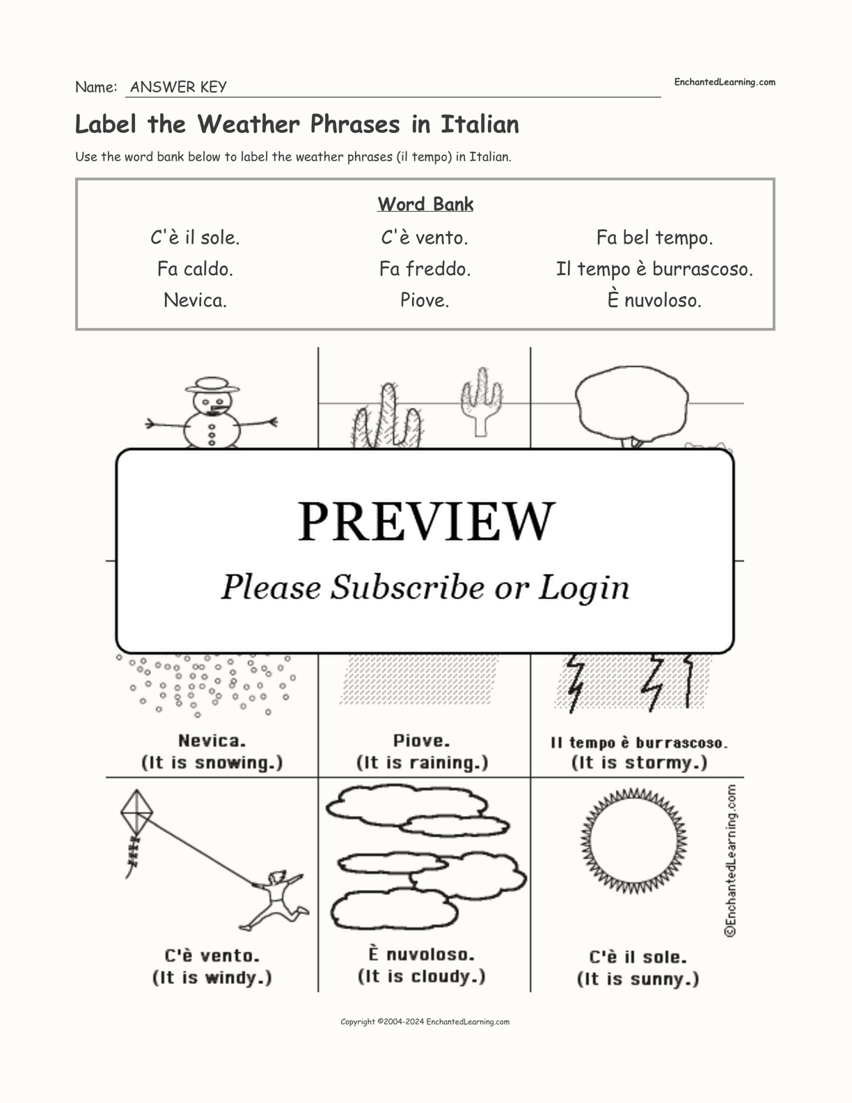 Label the Weather Phrases in Italian interactive worksheet page 2