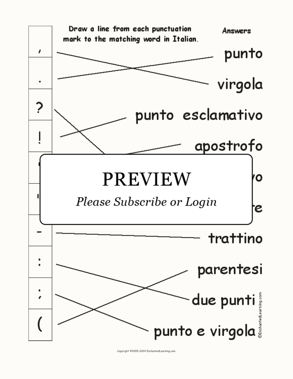 Match the Punctuation Marks to the Italian Words interactive worksheet page 2