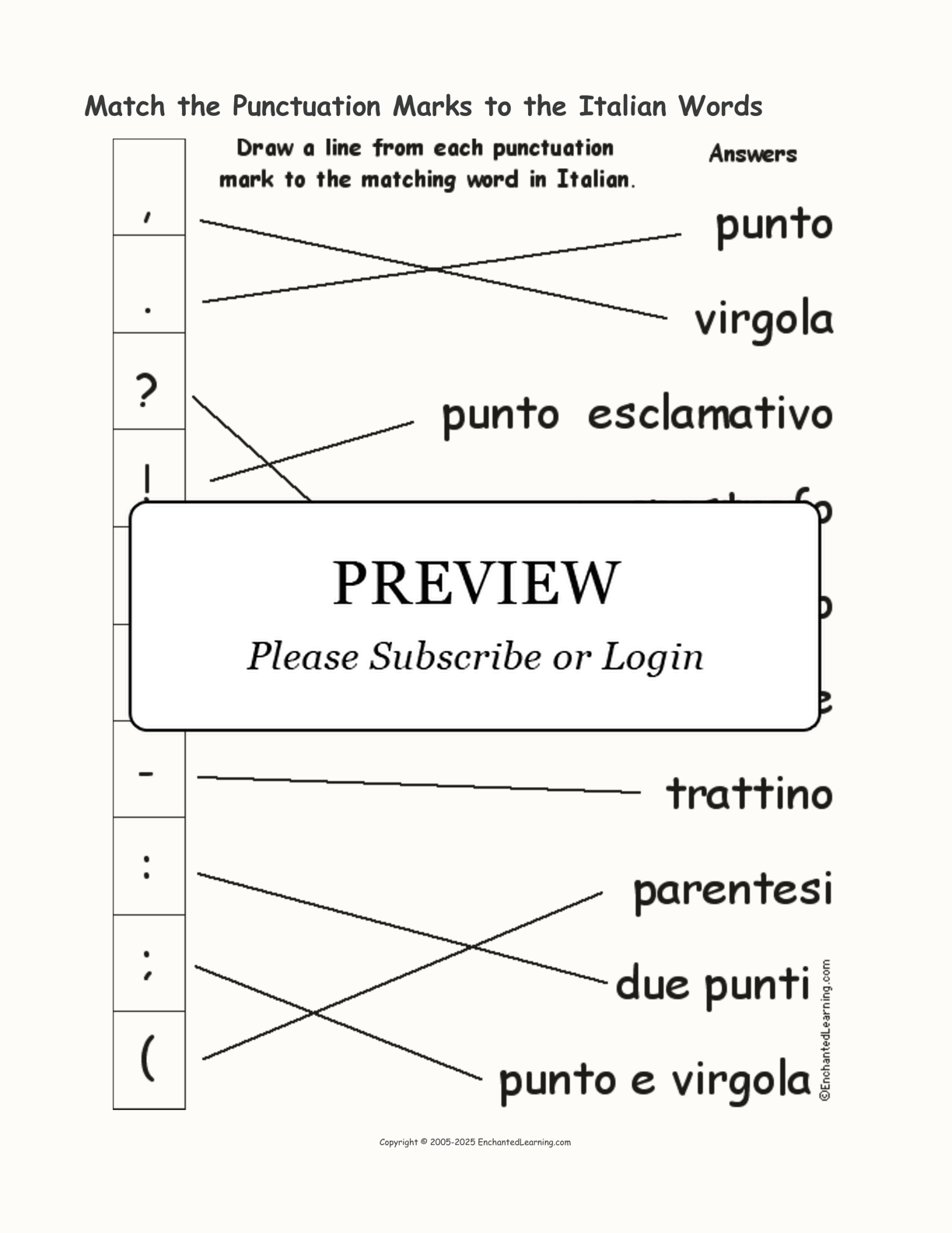 Match the Punctuation Marks to the Italian Words interactive worksheet page 2